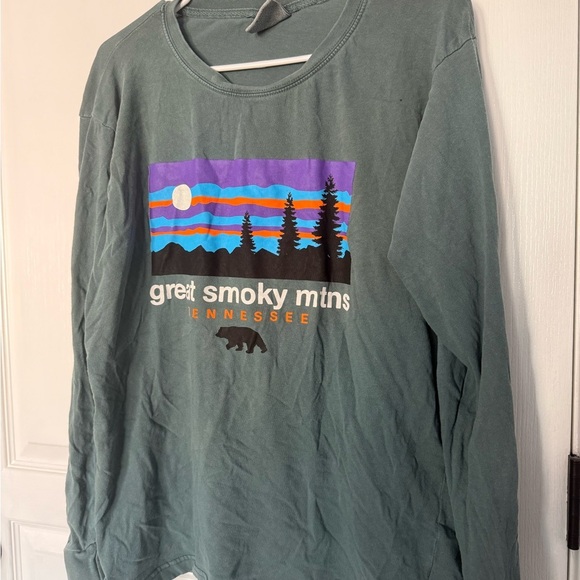 Great Smoky Mountains Long Sleeve Tee - Forest Green - Picture 1 of 5